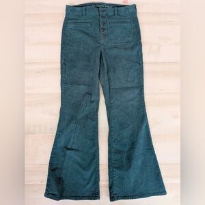 American Eagle Outfitters Teal High-Rise Corduroy Flare Pants